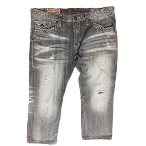 Rivet De Cru Mens 44/32 Andrew  Relaxed Fit Straight Leg Charcoal Gray